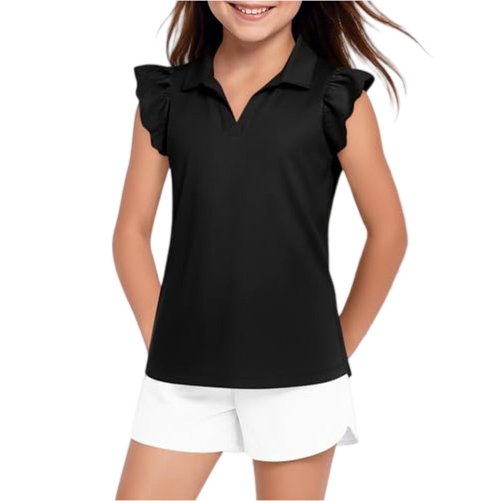 

Женская футболка для гольфа с коротким рукавом - Школьная форма с V-образным вырезом 100 чёрный