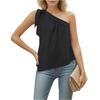 Women's Summer Tie One Shoulder Irregular Sleeveless Loose Shirt Casual Top
