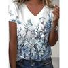 New Women T-shirt Simple Graphic Print Oversized Women's Trending Clothing Fashion Short Sleeve Shirt Women V-Neck Blouse 2025