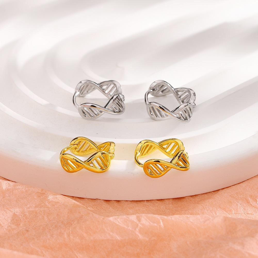 Hollow Dna Ear Buckle Female Mori Sweet Fashion Temperament Earrings Versatile Personality Ins Geometric Line Twist Earrings