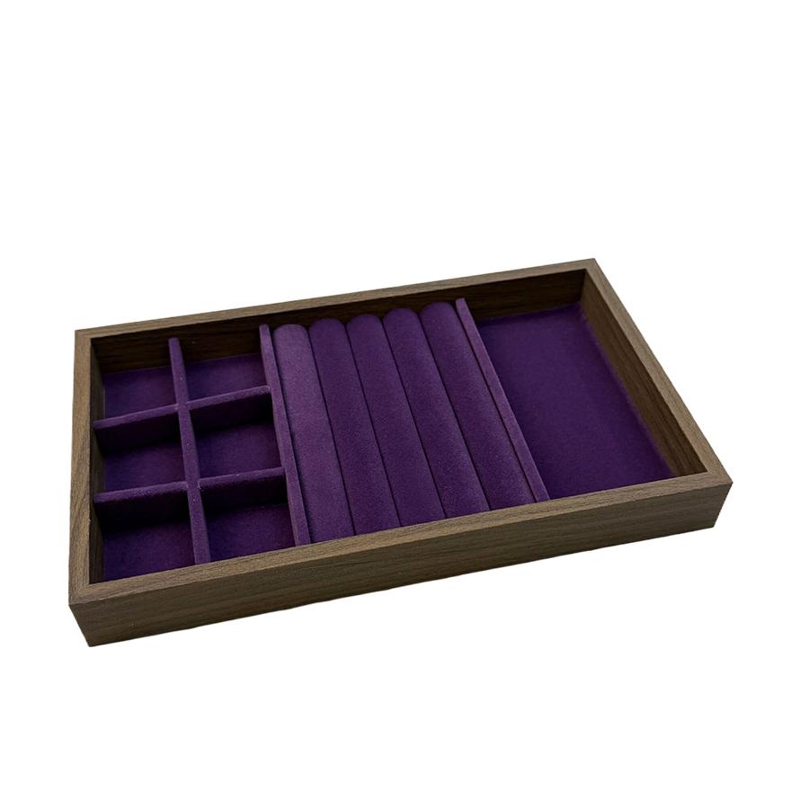 1 Pc, Walnut Wood Pattern Jewelry Box, Jewelry Tray, Suitable for Storing Necklaces, Rings, Earrings and Ear Studs. Color: Violet