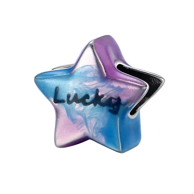 Nou argint 925, albastru, mărgele de Murano, cu flori de pansă, farmec se potrivește cu brățară și colier de marcă originală, cadou de bijuterii 925