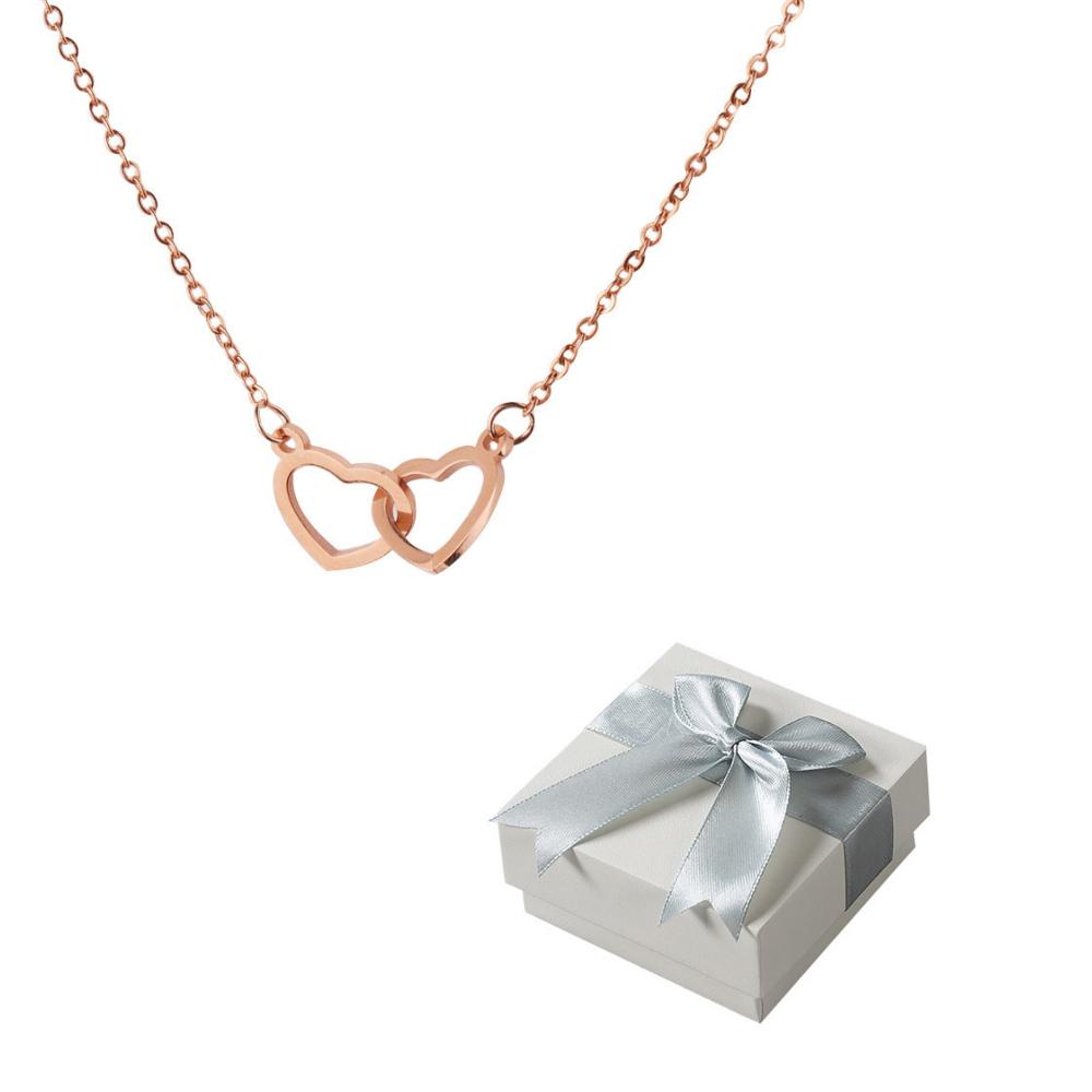 Personalized Couple's Names Heart Necklace Custom Jewelry Rotating Preserved Rose Box For Women Wife Valentine's Day Gift