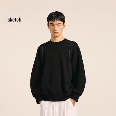CROQUIS Men's 2024 Autumn Loose Round Neck Long Sleeve Sweatshirt