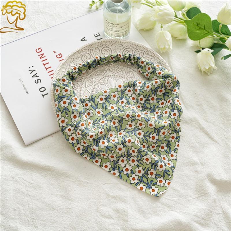 

New Floral Country-style Headscarf with Triangular Shape for Women, Elastic Headband Hair Accessory зелений
