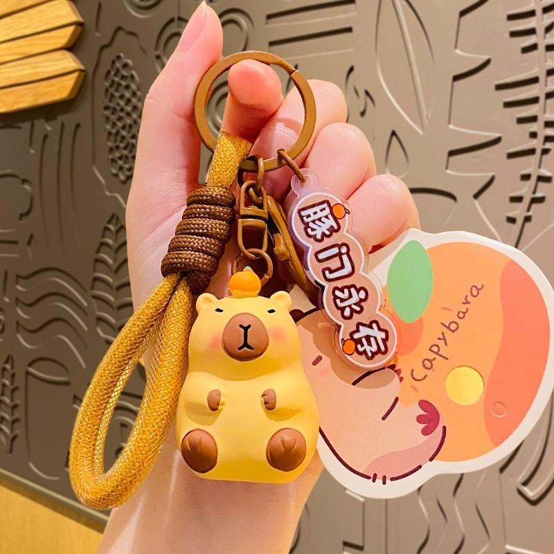Adorable Capybara Plush Keychain Cute Car Accessory Creative Cartoon Style Gift