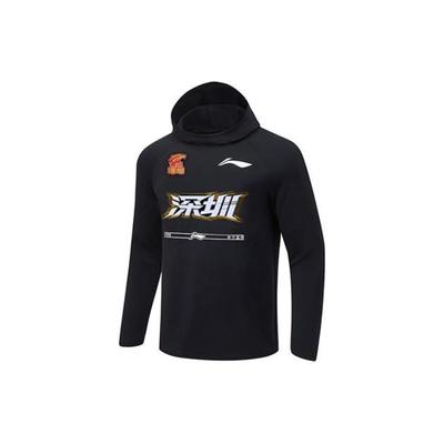 Li Ning Seria Elite Sezon 23-24 Shenzhen Marco Polo Team Bluza z kapturem Jednolity kolor Miękka Wygodna Z nadrukiem Długi rękaw Raglanowy T-shirt Męski ATLT189-1