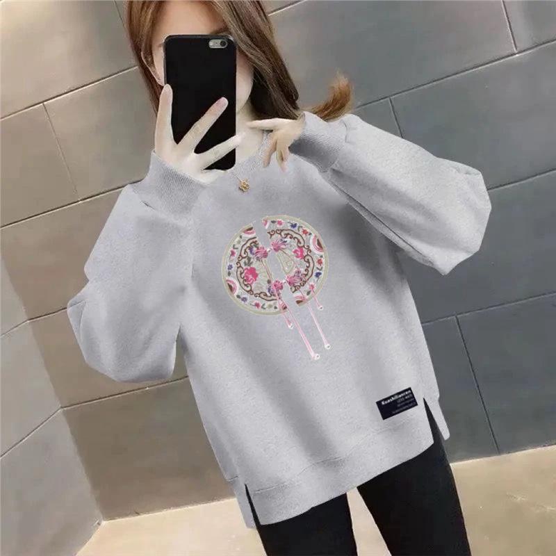 Plus Size Women's Velvet Thick Sweatshirt: Autumn/Winter Loose Fit, Slimming, & Fashionable
