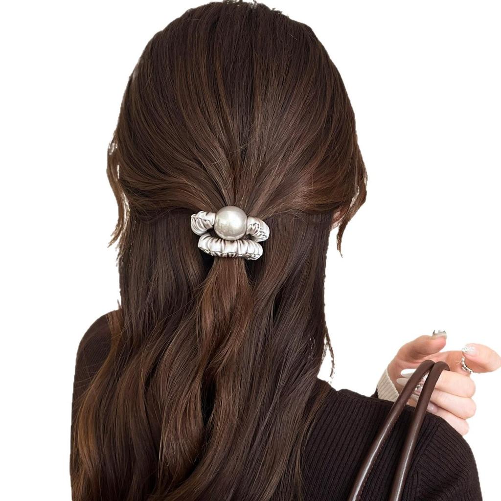 Retro Satin Pleated Hair Tie for Women - High Elasticity, Durable Hair Accessory for Ponytails