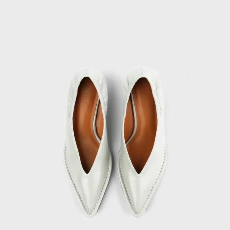 

Fashion Pointed Toe Single Shoes 2025 Summer New Gentle Evening Evening Breeze Solid Color Versatile Women s Shoes 40 белый