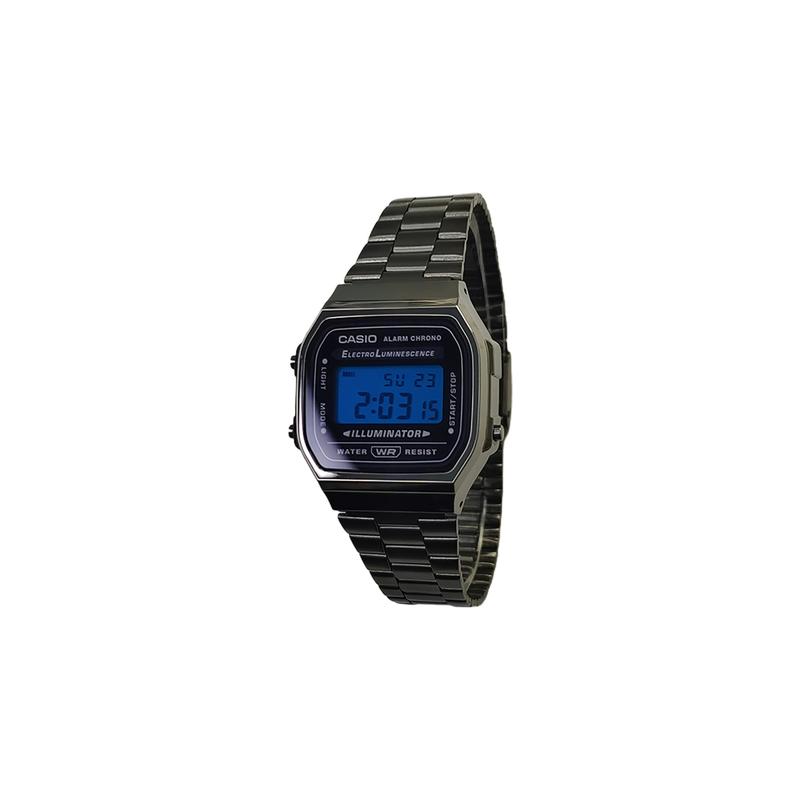 CASIO Customized watch modified series blue mirror silver resin case 30 meters waterproof fashion trend A168WGG-1A-HeiSeBiaoPanShenLanSeBiaoJing