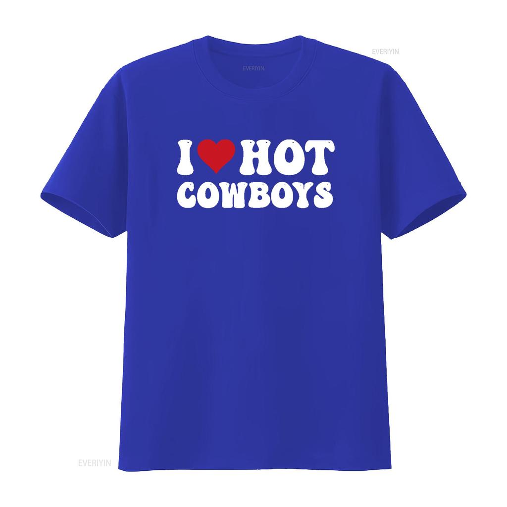 I Love Hot Cowboys Heart Funny Country Western T Shirt vintage Washed Soft Stylish Stretched graphic Slightly Casual Breathable
