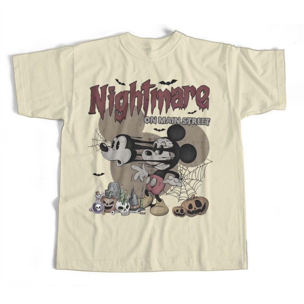 Nightmare on Main Street Tshirts Vintage Mickey Halloween T Shirt Disney Halloween Tshirt Short Sleeve Women Oversized Tshirt