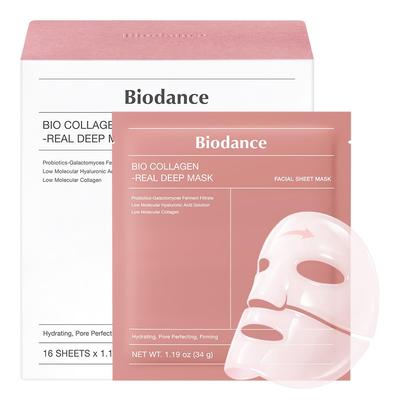 Bio Dance Collagen Real Deep Mask (16 Sheets) Hydrogel High Moisture Firming Radiance Pore Care Non-greasy Dry Sensitive Skin Korean Cosmetics
