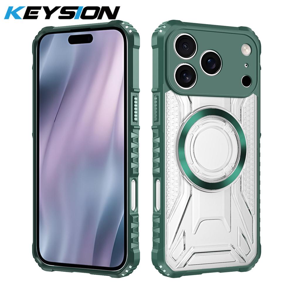 KEYSION Transparent Magnetic Case for iPhone 17 Pro Max Soft Silicone+PC Heavy Duty Shockproof Phone Cover for iPhone 17 17 Air