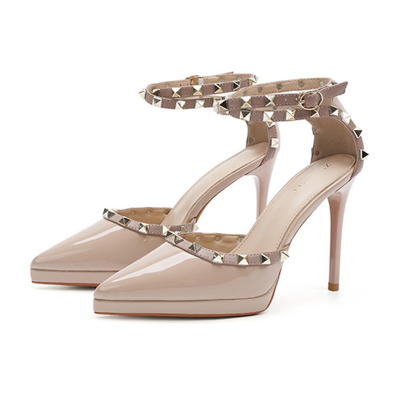 

1088-26 Сексуальные лакированные туфли на высоком каблуке для женщин 2025 весна новинка остроносые тонкие каблуки однотонные туфли на высоком каблуке для женщин 40 телесный