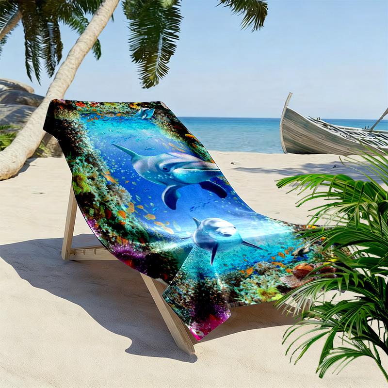 3D Ocean Animal Print Beach Towel, Large Soft Quick Dry Towel for Beach Camping Swimming