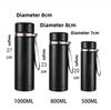 500 ml-1 Liter Edelstahl-Thermosflasche mit LED-Temperaturanzeige Sus304 Teewasserflasche Vakuumflasche Tragbare Tassen