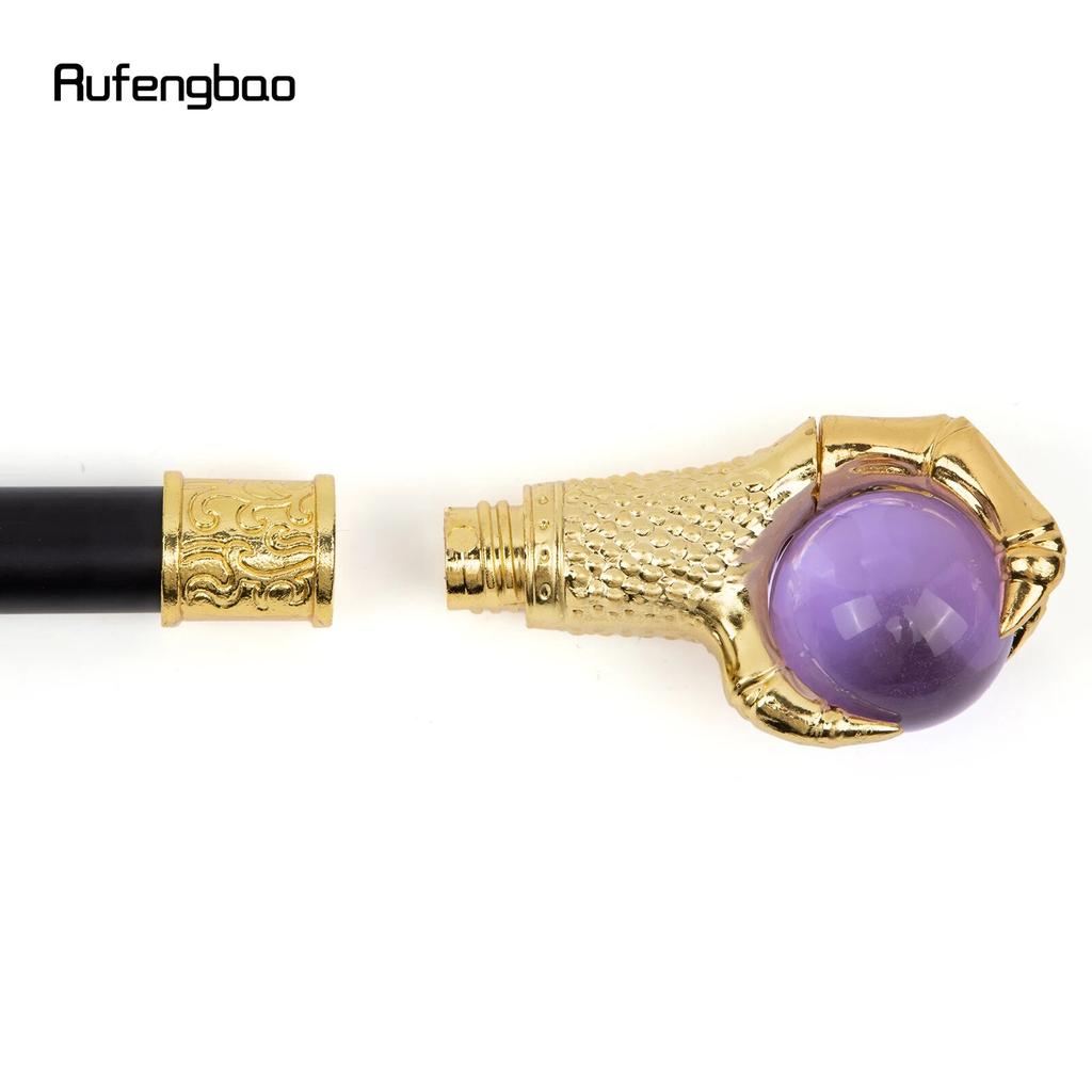 Drachenklaue-Griff, hellviolette Glaskugel, goldener Gehstock, modischer dekorativer Gehstock, Cosplay-Gehstock, Knauf, Crosier, 93 cm