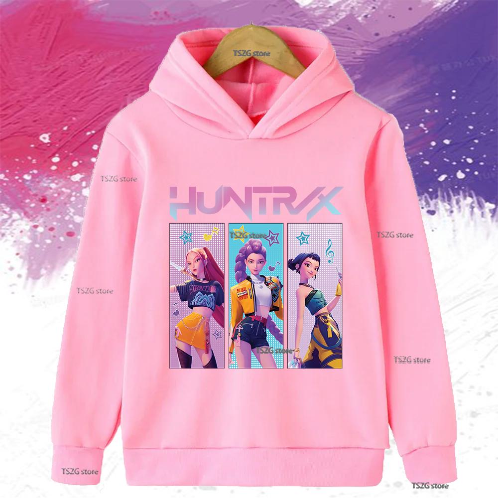 Autumn KPop Demon Hunters Printed Kids Hoodies Boys Girls Clothes Warm Fleece Sweatshirt Casual Children's Hooded Christmas Gift