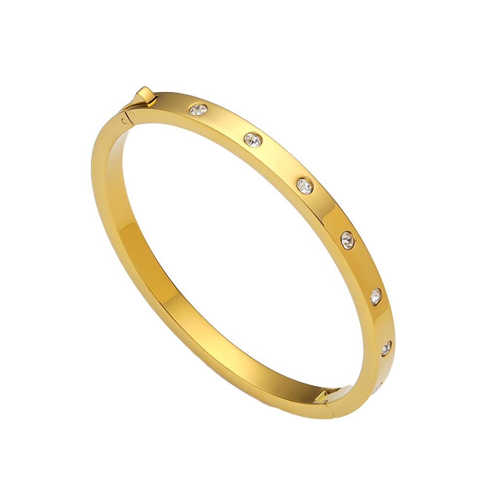 18K Gold Plated Titanium Bracelet with Classic Starry Sky Diamond Design