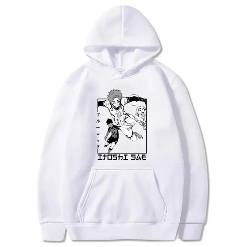 Autumn Winter Long Sleeves Hooded Sweatshirts Manga BLUE LOCK Itoshi Sae Hoodies Men Women Loose Anime Street Hoody