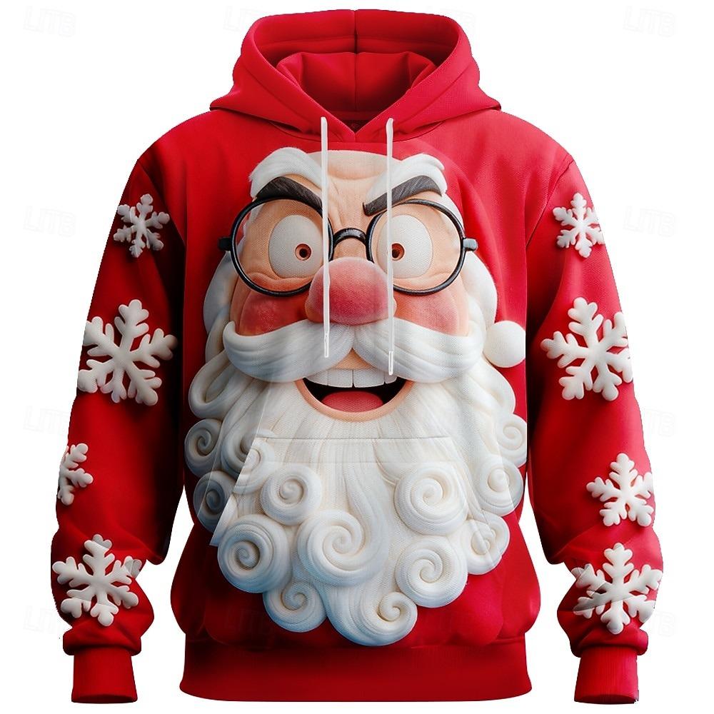 3D Funny Santa Clause Printed Men's Hoodies Loose Long Sleeve Hooded Sweatshirts Autumn Kids Christmas Festival Party Clothing