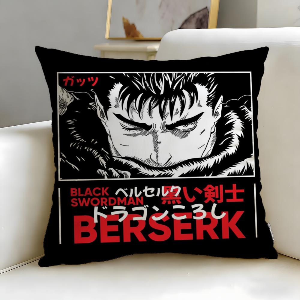 classic anime Berserk Cushion Cover Soft  EasyWash Pillow Case  Versatile for Couch Bed Travel and Office
