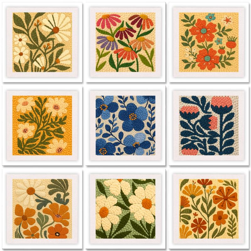 Punch Needle Embroidery Kits for Adults Beginner Flower Embroidery Poking Punch Needle Kit with Yarn Painting DIY Crafts