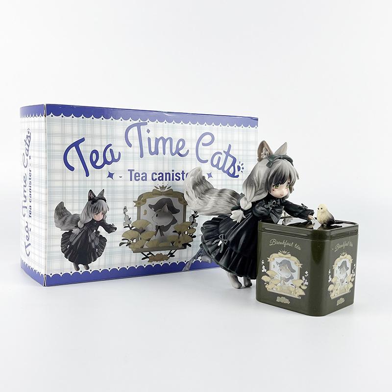 12см Кіт на чаюванні Аніме Фігурка Q Версія Каваї Час чаю Коти Чайник Кіт Фігурка Дії Колекція Модель Прикраси Іграшки Подарунки