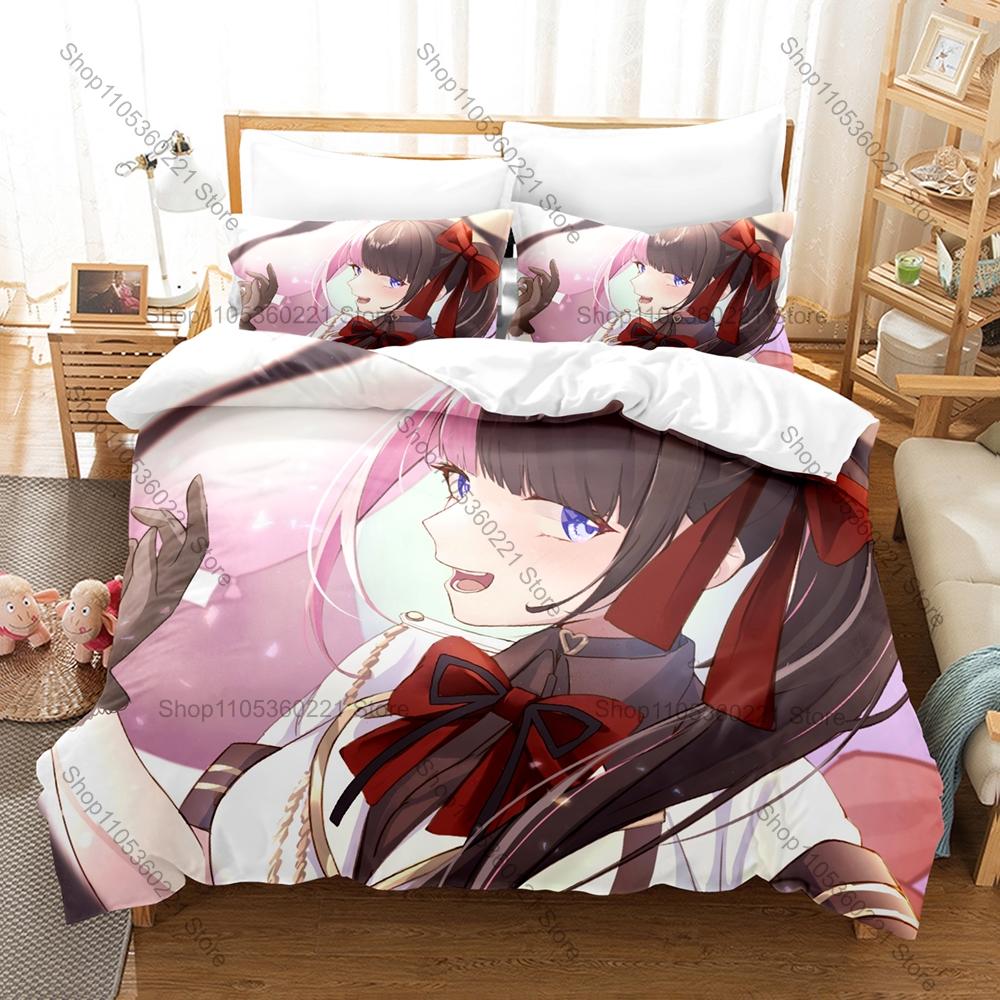Hinano Tachibana Anime Duvet Cover + 2 Pillowcases Cute Girl Character Print Polyester Bedroom Decor Japanese Anime Home Textile