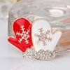 Women Fashionable Christmas Style Alloy Pin Brooch Red and White Lover Gloves Design Brooch