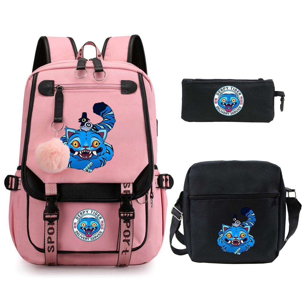 Witch Hunters Cartoon Peripheral Printing Children's Backpack Cross-border New Student School Bag Three-piece Shoulder Bag Pencil Bag
