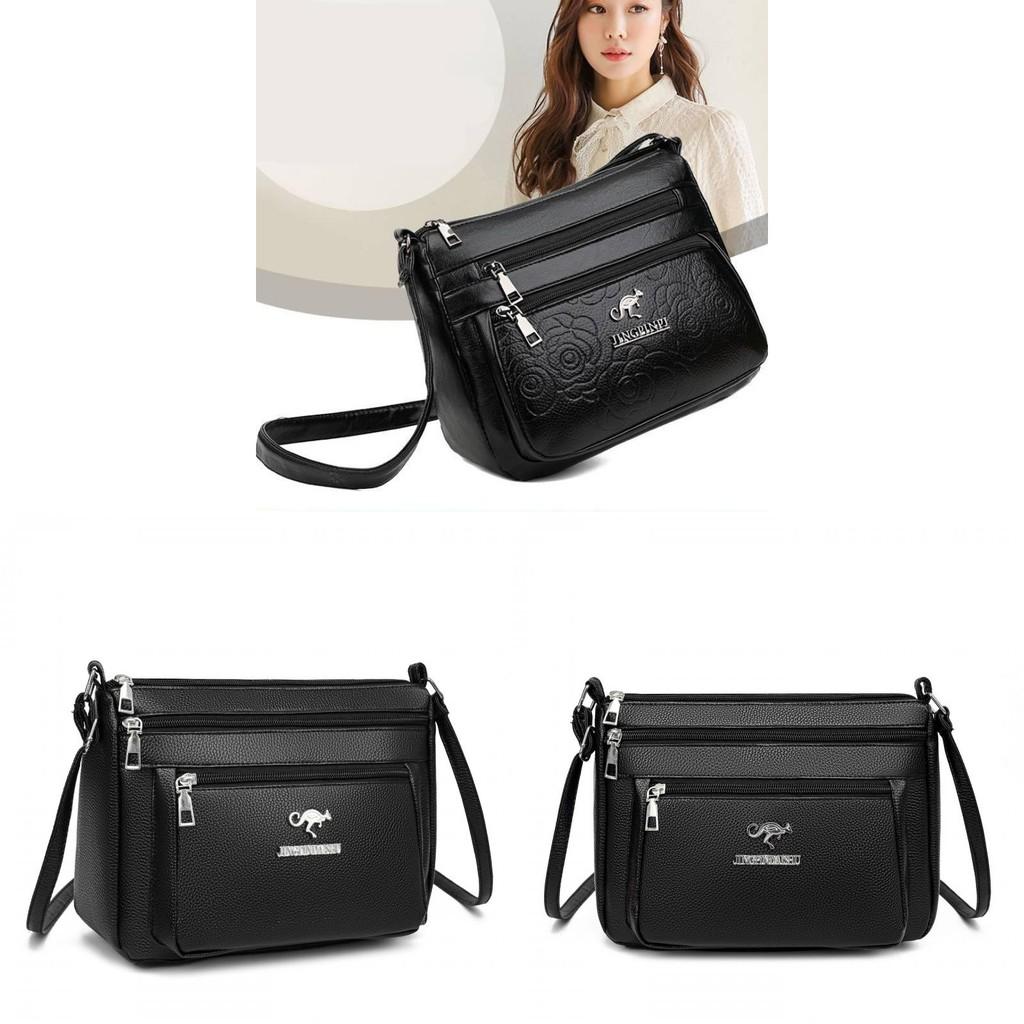 Kangaroo Womens Pattern Single Shoulder Crossbody Bag Black Bags Decoration