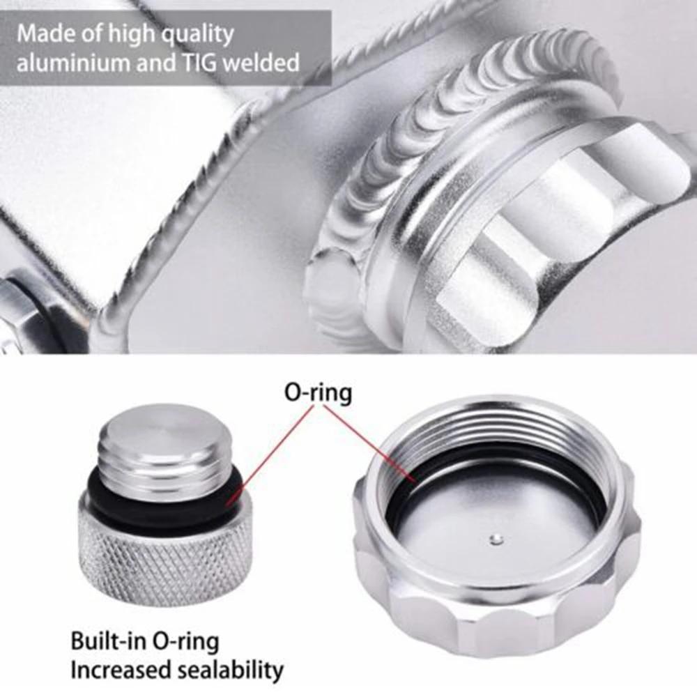 1L Alloy Aluminium Engine Oil Pot Universal Oil Catch Breather Tank Radiator Coolant Overflow Bottle Car Parts Tool Accessories