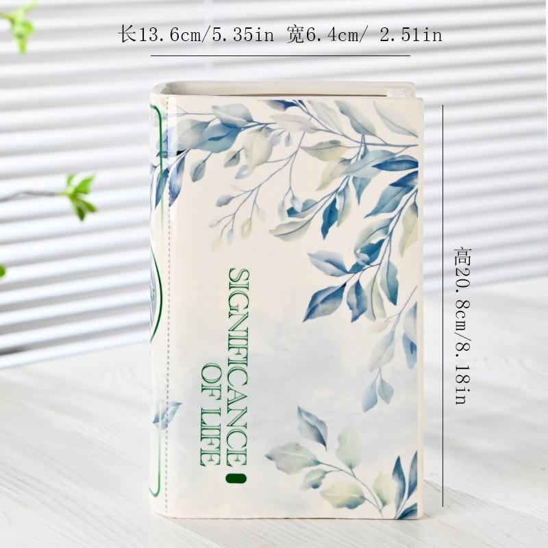 European Ceramic Book Vase Creative High-end Flower Arrangement Container Living Room Office Desktop Book Vase Home Decoration