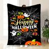 Halloween Party Decorations Happy Halloween PosterBlanket Flannel Throw Blanket for Sofa, Bed, Travel, Camping, Office