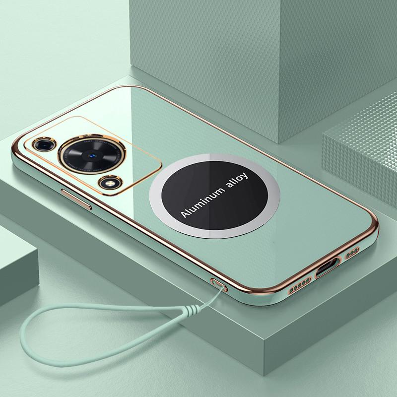 

Чехол для Huawei nova Y72 Чехол для телефона Huawei nova Y72 Роскошный квадратный чехол с магнитным притяжением Противоударный силиконовый чехол на заднюю панель Case & Strap&Huawei nova Y72