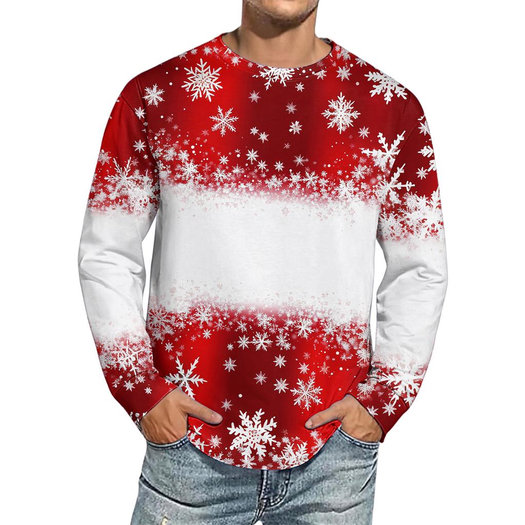 Men's Christmas Printed Imitation Cotton Long-sleeved Shirt