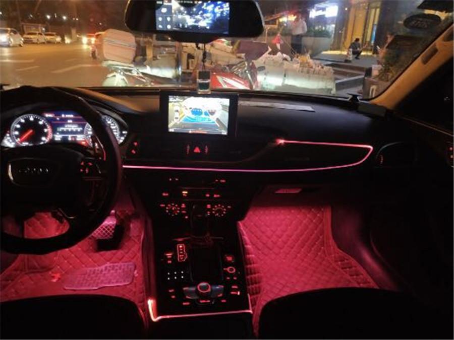 5PCS RGB LED Car Decor Neon With Foot Lamp integration Fiber Optical Strip Light
