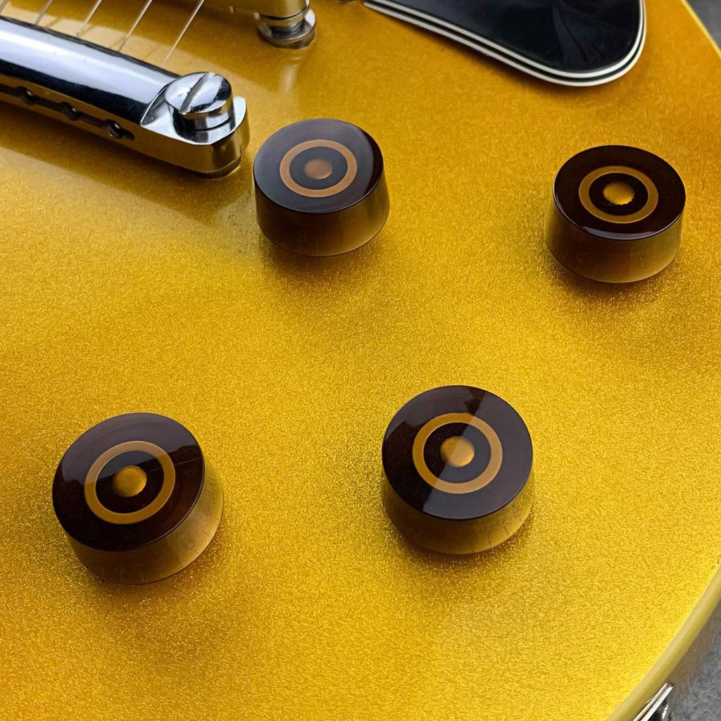 FLEOR Amber Guitar Knobs Top Hat Volume Tone Speed Control Knobs for Epiphone Les Paul Style Electric Guitar Parts 4pcs -