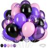 58pcs Pink and Purple Themed Balloon Set 10-inch Black Metal Purple and Purple Pink Latex Balloons Birthday Party Decoration