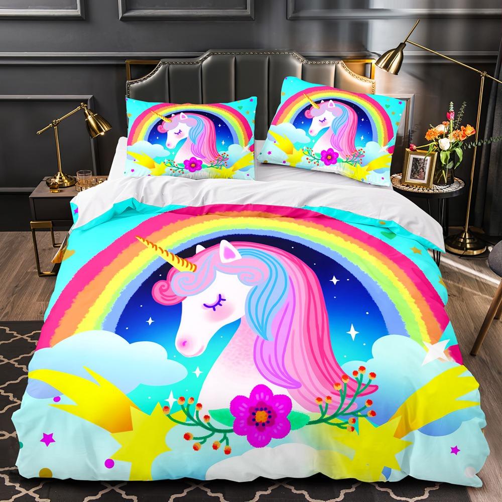 Magical Unicorn Bedding Sets Quilt Bed Cover Comforter Duvet Cover Pillow Case 2-3 Pieces Sets Kids Adult Bedroom Decoration