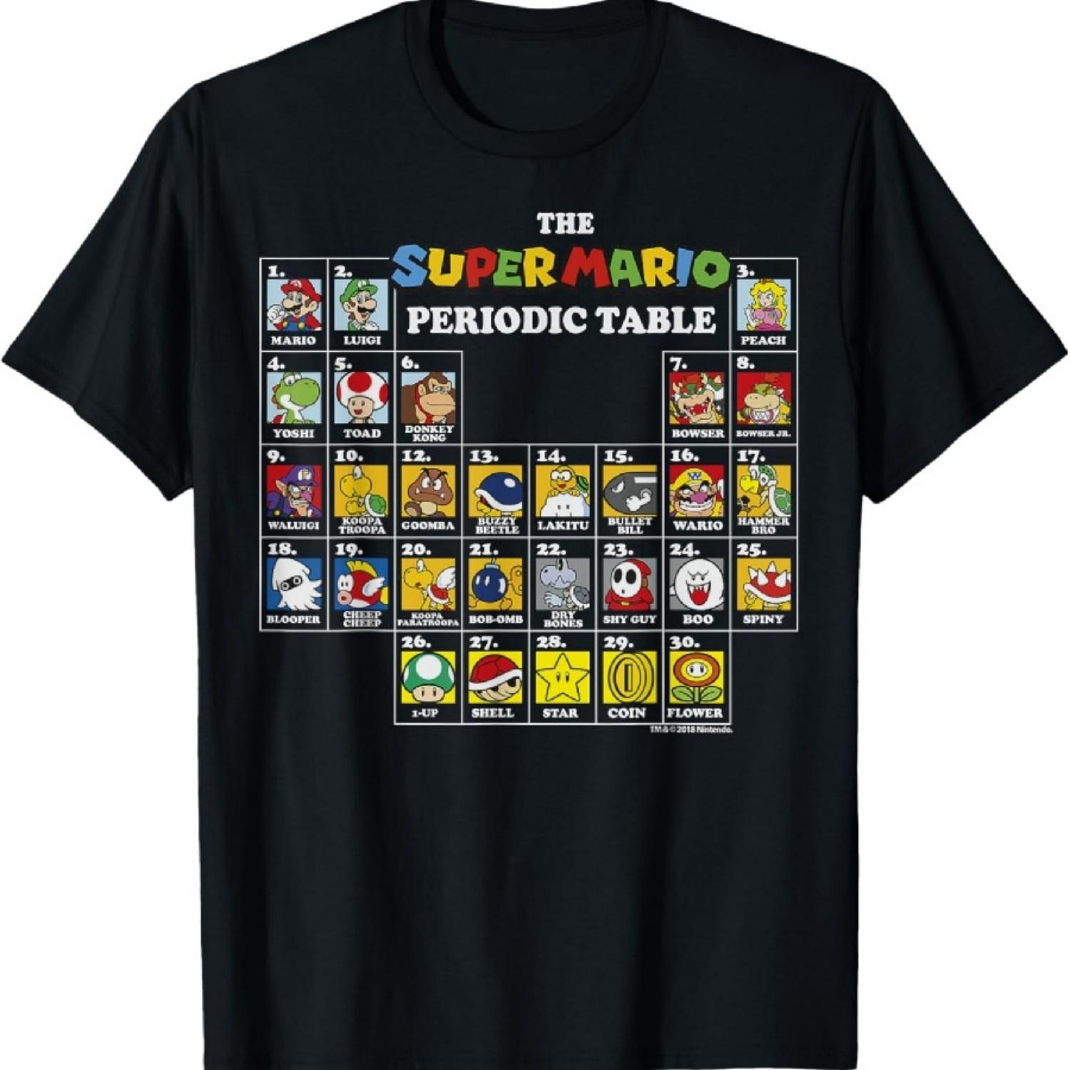 Super Mario Periodic Table Of Characters Graphic T-Shirt XXXXXL разноцветный