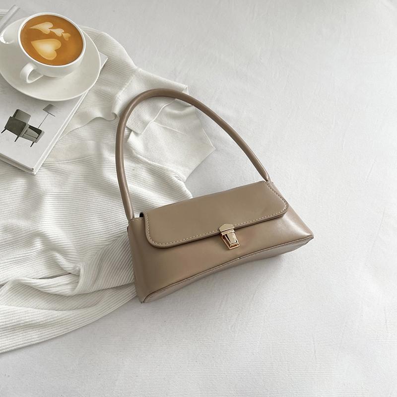 Women Retro Tote Bag Trendy Vintage Underarm Bag Portable Casual PU Leather Solid Color Simple Handle Handbags Shoulder Bag