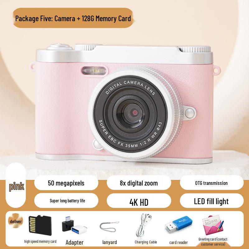 HD Dual Lens Retro Digital Camera with CCD Sensor for Travel, Campus, and Vlogging - Phone Upload Compatible