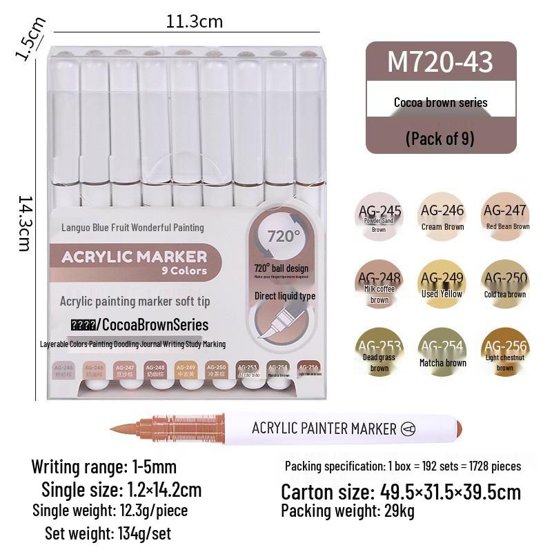 

Blue Fruit M720 Soft-Tip Acrylic Markers, 81 Macaron Colors, Ink-Proof for Art & School Use