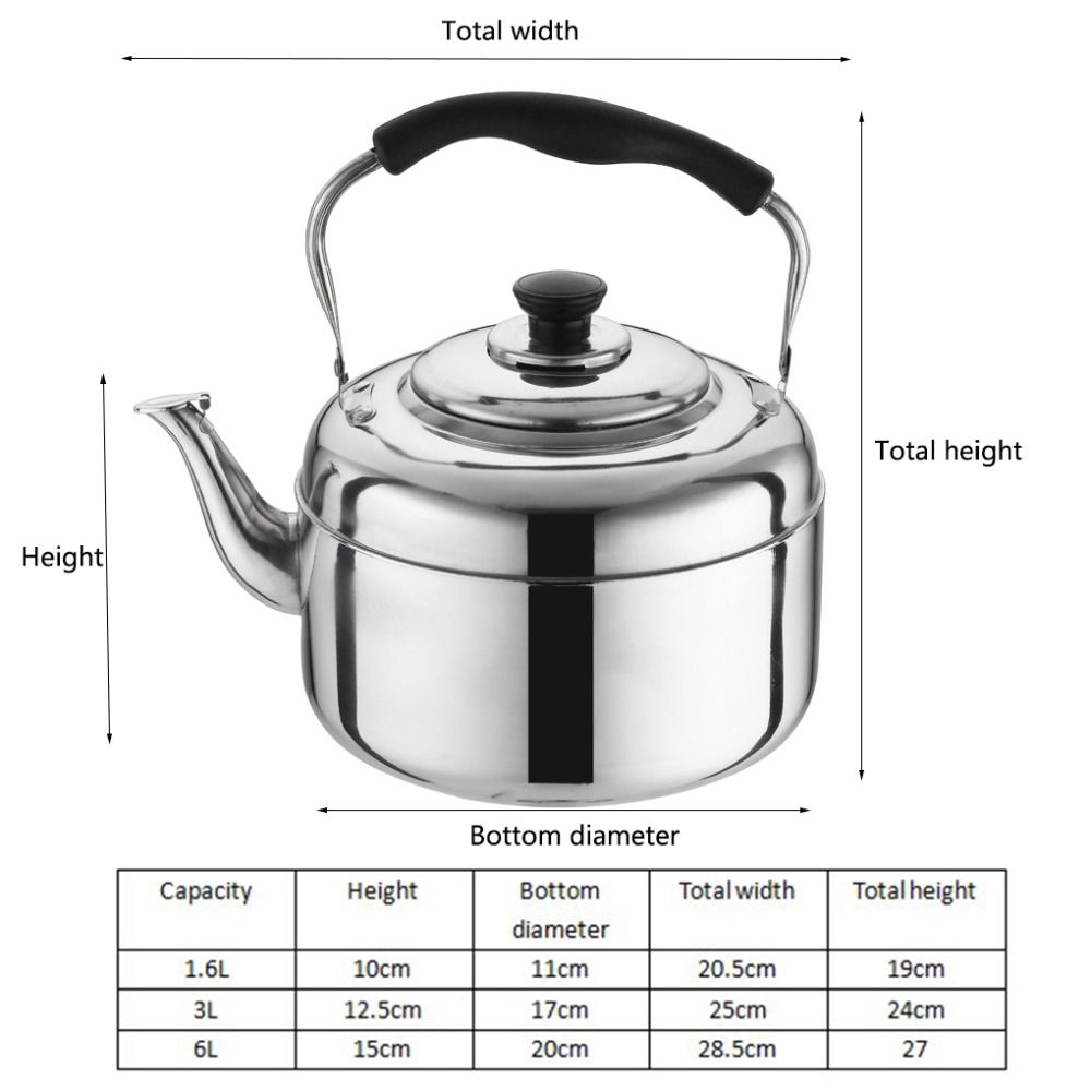 Large Capacity Stainless Steel Kettle Anti-scalding Handle Teapot Whistling Kettle  Camping