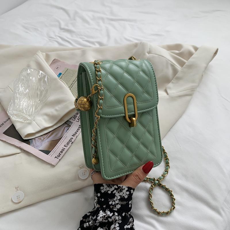 Textured small square bag women's summer new trendy fashion diamond chain messenger bag niche mobile phone bag