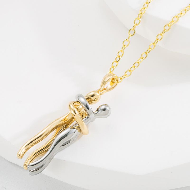 

European & American Creative Gold-Plated Copper Pendant Necklace - Detachable Unisex Jewelry золотий/срібний